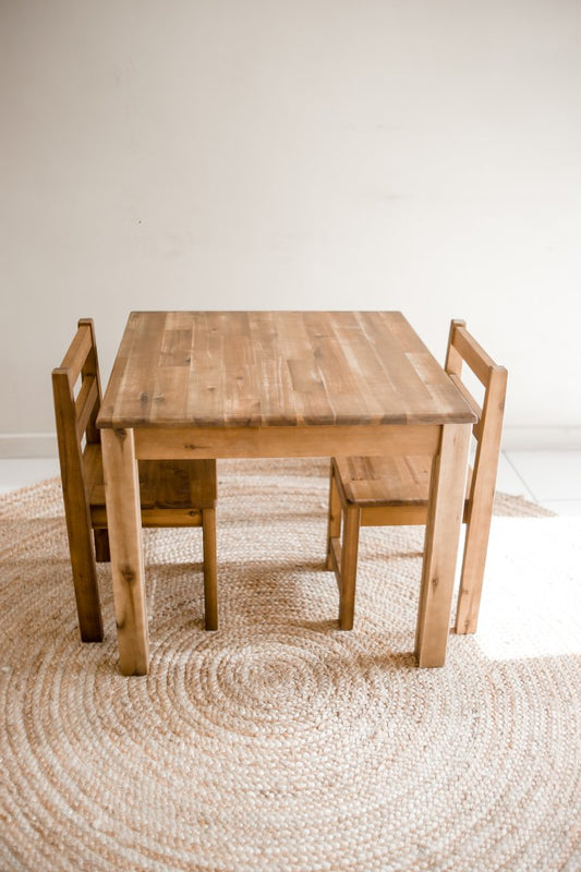 Hardwood Table with 2 Standard Chairs