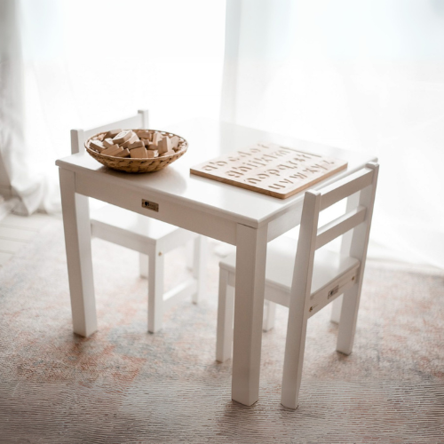 Timber White Table with 2 Standard Chairs